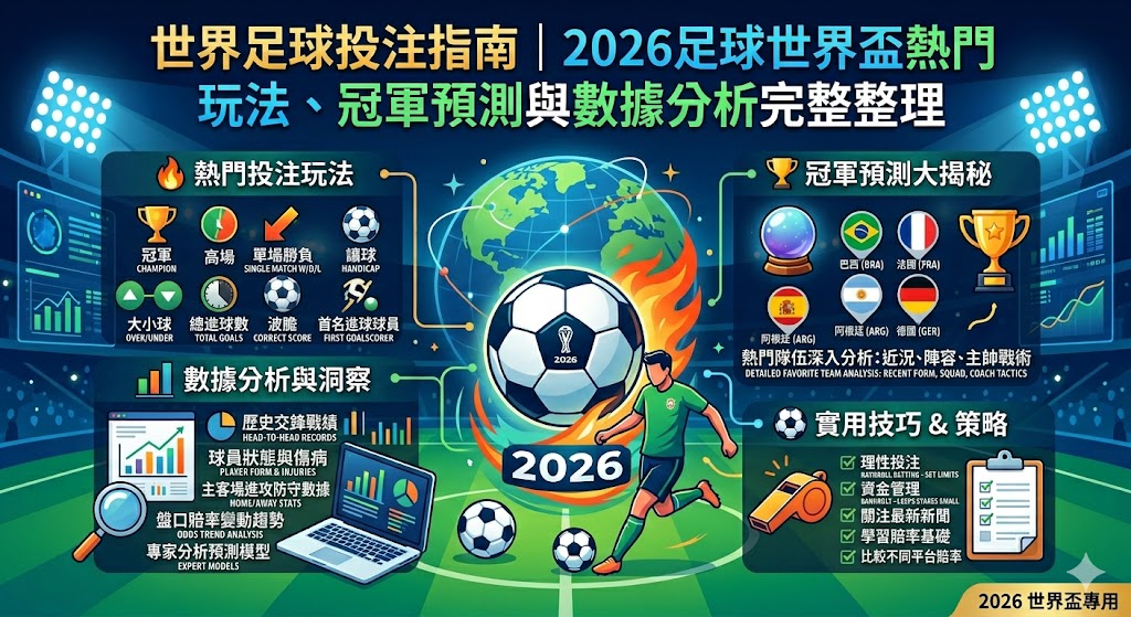世界足球投注指南｜2026足球世界盃熱門玩法、冠軍預測與數據分析完整整理