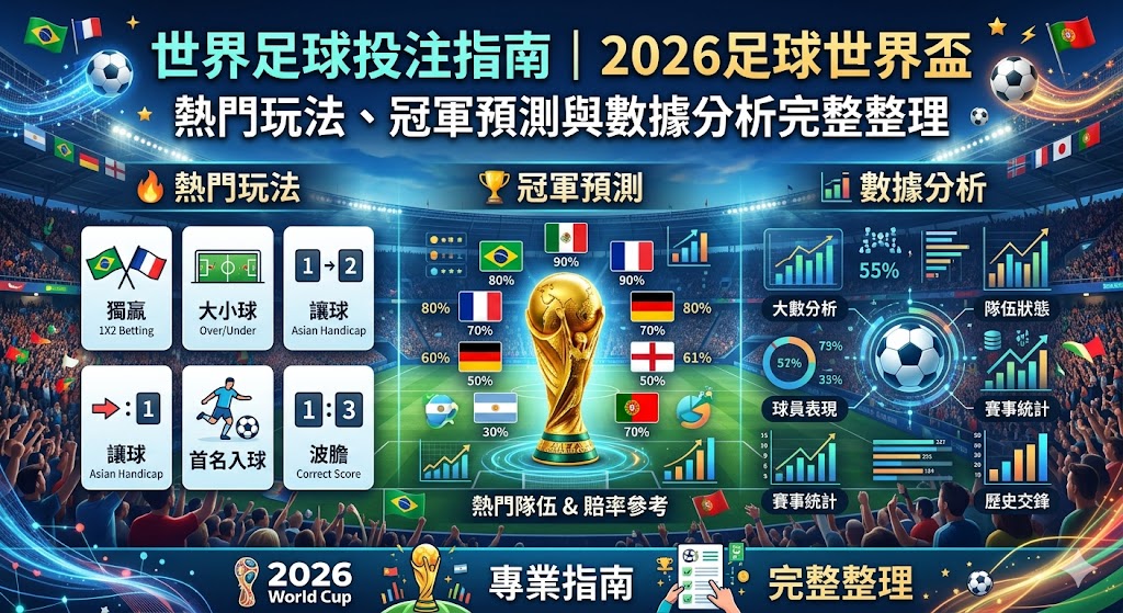 世界足球投注指南｜2026足球世界盃熱門玩法、冠軍預測與數據分析完整整理